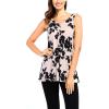 imageNinedaily Women Comfy Sleeveless Tunic Top Pleated V Neck Tanks Vest SummerBlack Floral