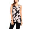 imageNinedaily Women Comfy Sleeveless Tunic Top Pleated V Neck Tanks Vest SummerBlack Floral