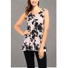 imageNinedaily Women Comfy Sleeveless Tunic Top Pleated V Neck Tanks Vest SummerBlack Floral