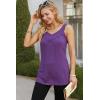 imageNinedaily Women Comfy Sleeveless Tunic Top Pleated V Neck Tanks Vest SummerPurple