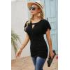 imageNinedaily Women Dressy Tunic Tops Crossover V Neck Raglan Sleeve Ruched BlouseBlack