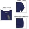 imageNinedaily Women Dressy Tunic Tops Crossover V Neck Raglan Sleeve Ruched BlouseBlue