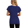 imageNinedaily Women Dressy Tunic Tops Crossover V Neck Raglan Sleeve Ruched BlouseBlue