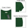 imageNinedaily Women Dressy Tunic Tops Crossover V Neck Raglan Sleeve Ruched BlouseGreen