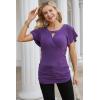 imageNinedaily Women Dressy Tunic Tops Crossover V Neck Raglan Sleeve Ruched BlousePurple