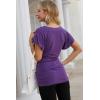 imageNinedaily Women Dressy Tunic Tops Crossover V Neck Raglan Sleeve Ruched BlousePurple