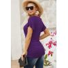 imageNinedaily Women Dressy Tunic Tops Crossover V Neck Raglan Sleeve Ruched BlousePurple