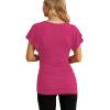 imageNinedaily Women Dressy Tunic Tops Crossover V Neck Raglan Sleeve Ruched BlouseRosered