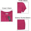 imageNinedaily Women Dressy Tunic Tops Crossover V Neck Raglan Sleeve Ruched BlouseRosered
