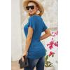 imageNinedaily Women Dressy Tunic Tops Crossover V Neck Raglan Sleeve Ruched BlouseSkyblue