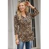 imageNinedaily Womens 34 Sleeve Plaid Shirts Zip Floral Casual Tunic Blouse TopsAleopard Print