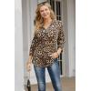 imageNinedaily Womens 34 Sleeve Plaid Shirts Zip Floral Casual Tunic Blouse TopsAleopard Print