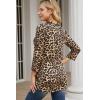 imageNinedaily Womens 34 Sleeve Plaid Shirts Zip Floral Casual Tunic Blouse TopsAleopard Print