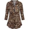 imageNinedaily Womens 34 Sleeve Plaid Shirts Zip Floral Casual Tunic Blouse TopsAleopard Print