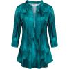 imageNinedaily Womens 34 Sleeve Plaid Shirts Zip Floral Casual Tunic Blouse TopsApeacock Blue