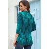 imageNinedaily Womens 34 Sleeve Plaid Shirts Zip Floral Casual Tunic Blouse TopsApeacock Blue