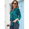 imageNinedaily Womens 34 Sleeve Plaid Shirts Zip Floral Casual Tunic Blouse TopsApeacock Blue