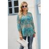 imageNinedaily Womens 34 Sleeve Plaid Shirts Zip Floral Casual Tunic Blouse TopsAquabeige