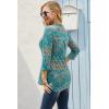 imageNinedaily Womens 34 Sleeve Plaid Shirts Zip Floral Casual Tunic Blouse TopsAquabeige