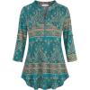 imageNinedaily Womens 34 Sleeve Plaid Shirts Zip Floral Casual Tunic Blouse TopsAquabeige