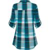 imageNinedaily Womens 34 Sleeve Plaid Shirts Zip Floral Casual Tunic Blouse TopsAturquoise