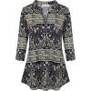 imageNinedaily Womens 34 Sleeve Plaid Shirts Zip Floral Casual Tunic Blouse TopsBeige Black