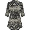 imageNinedaily Womens 34 Sleeve Plaid Shirts Zip Floral Casual Tunic Blouse TopsBeige Black