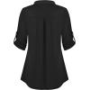 imageNinedaily Womens 34 Sleeve Plaid Shirts Zip Floral Casual Tunic Blouse TopsBlack