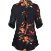 imageNinedaily Womens 34 Sleeve Plaid Shirts Zip Floral Casual Tunic Blouse TopsBlack Orange