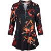 imageNinedaily Womens 34 Sleeve Plaid Shirts Zip Floral Casual Tunic Blouse TopsBlack Orange