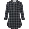 imageNinedaily Womens 34 Sleeve Plaid Shirts Zip Floral Casual Tunic Blouse TopsBlack Plaid