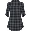 imageNinedaily Womens 34 Sleeve Plaid Shirts Zip Floral Casual Tunic Blouse TopsBlack Plaid