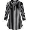 imageNinedaily Womens 34 Sleeve Plaid Shirts Zip Floral Casual Tunic Blouse TopsBlack Stripes