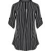 imageNinedaily Womens 34 Sleeve Plaid Shirts Zip Floral Casual Tunic Blouse TopsBlack Stripes