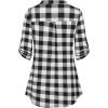 imageNinedaily Womens 34 Sleeve Plaid Shirts Zip Floral Casual Tunic Blouse TopsBlack White Plaid