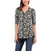 imageNinedaily Womens 34 Sleeve Plaid Shirts Zip Floral Casual Tunic Blouse TopsBlackbeige