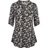 imageNinedaily Womens 34 Sleeve Plaid Shirts Zip Floral Casual Tunic Blouse TopsBlackbeige