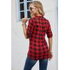 imageNinedaily Womens 34 Sleeve Plaid Shirts Zip Floral Casual Tunic Blouse TopsBlackredplaid