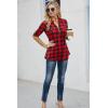imageNinedaily Womens 34 Sleeve Plaid Shirts Zip Floral Casual Tunic Blouse TopsBlackredplaid