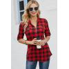 imageNinedaily Womens 34 Sleeve Plaid Shirts Zip Floral Casual Tunic Blouse TopsBlackredplaid