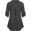 imageNinedaily Womens 34 Sleeve Plaid Shirts Zip Floral Casual Tunic Blouse TopsBlackwhitedot
