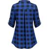 imageNinedaily Womens 34 Sleeve Plaid Shirts Zip Floral Casual Tunic Blouse TopsBlue Plaid