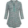 imageNinedaily Womens 34 Sleeve Plaid Shirts Zip Floral Casual Tunic Blouse TopsGreen