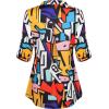 imageNinedaily Womens 34 Sleeve Plaid Shirts Zip Floral Casual Tunic Blouse TopsMulticolored