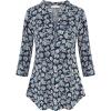 imageNinedaily Womens 34 Sleeve Plaid Shirts Zip Floral Casual Tunic Blouse TopsNavy