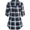 imageNinedaily Womens 34 Sleeve Plaid Shirts Zip Floral Casual Tunic Blouse TopsNavygreenplaid