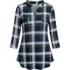 imageNinedaily Womens 34 Sleeve Plaid Shirts Zip Floral Casual Tunic Blouse TopsNavygreenplaid