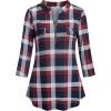 imageNinedaily Womens 34 Sleeve Plaid Shirts Zip Floral Casual Tunic Blouse TopsNavywhitered Plaid