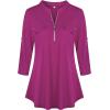 imageNinedaily Womens 34 Sleeve Plaid Shirts Zip Floral Casual Tunic Blouse TopsPurple