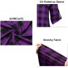 imageNinedaily Womens 34 Sleeve Plaid Shirts Zip Floral Casual Tunic Blouse TopsPurple Plaid